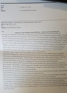 Taylor Wimpey ground rent review letter